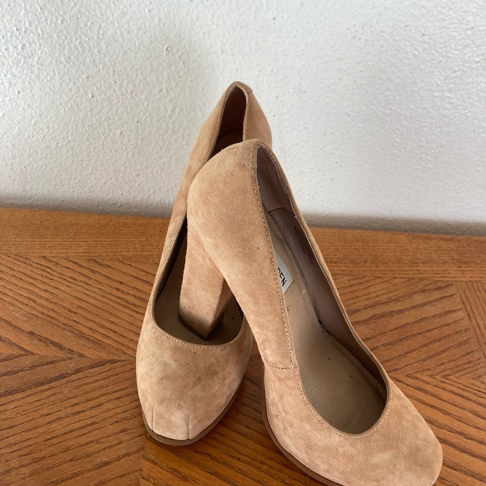 STEVE MADDEN Leather Pumps With Block Heels 7.5M